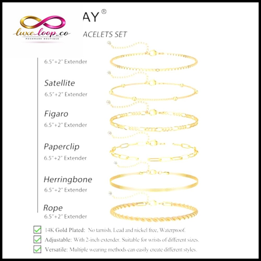 14k Gold Plated Stackable Bracelets Set With Exte… - image 5